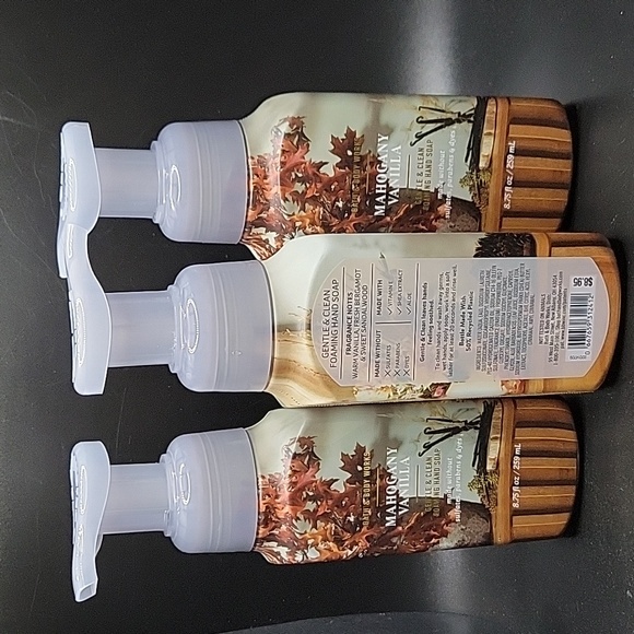 3pc Bath & Body Works Mahogany Vanilla Gentle Foaming Hand Soap -- NEW!! - Picture 2 of 2